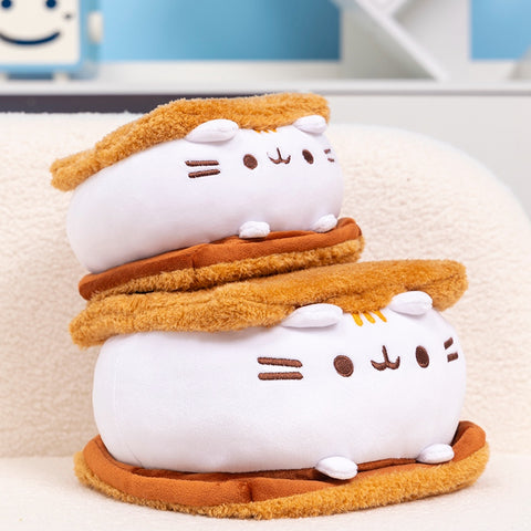 Cute Chocolate Cookie Sandwich Fat Cat Plush Toy – Biscuit Cat Throw Pillow