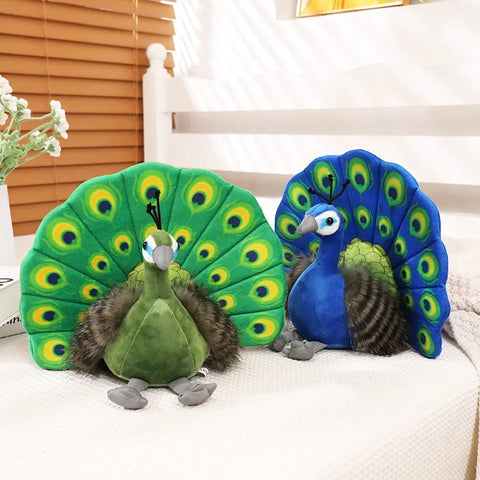 Creative Simulation Peacock Plush Toy – Beautiful Green and Blue Peacock Doll