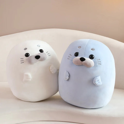Cute Seal Plush Stuffed Animal – Kawaii Round Pillow Cushion Soft Toy