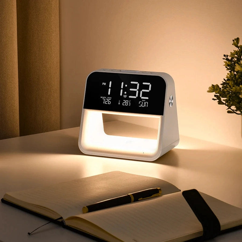 Bedroom Bedside Lamp Clock with Wireless Charging & Snooze Function - product detail view 2
