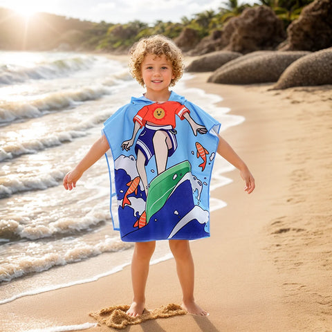 Hooded Beach Towel Cape for Kids