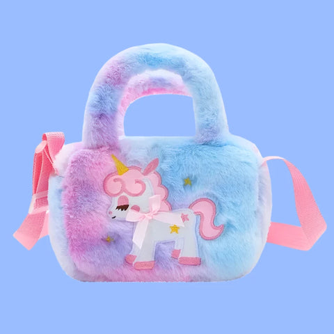Kids Embroidery Unicorn Plush Crossbody Purse