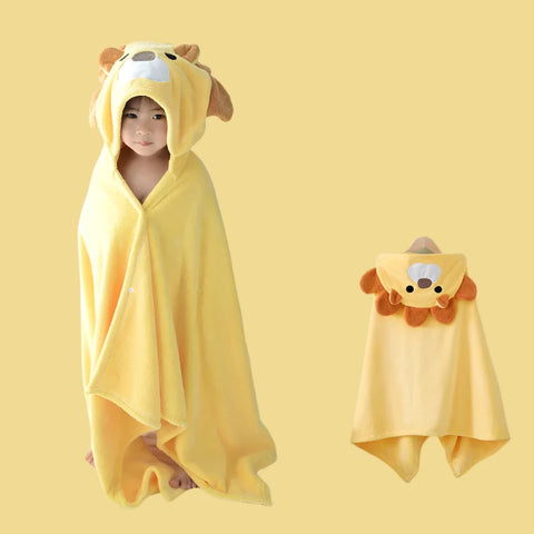 Kids Hooded Bath Towel - Coral Fleece Children Cartoon Cloak Bathrobe