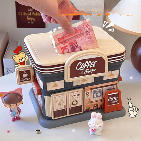 Store Shaped Money Box with Key Lock
