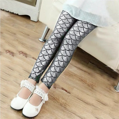 Girls' Colorful Fish Scale Leggings – Stylish Spring & Summer Tights