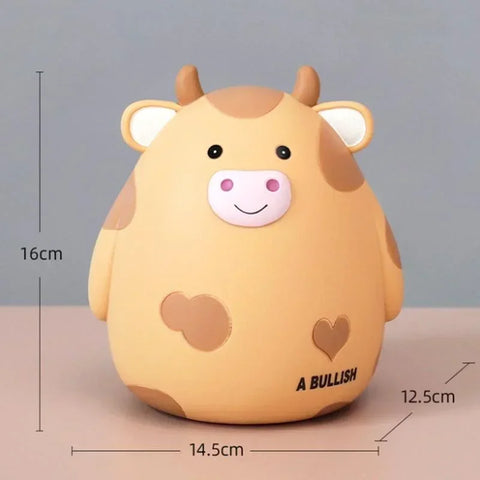 Cute Cartoon Calf Resin Piggy Bank – Children's Coin Bank & Home Decor Ornament