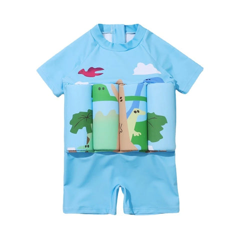 Floating Short Sleeve Dinosaur Print Swimsuit