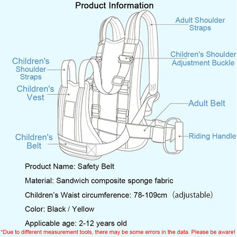 Child Motorcycle Safety Harness with Reflective Design