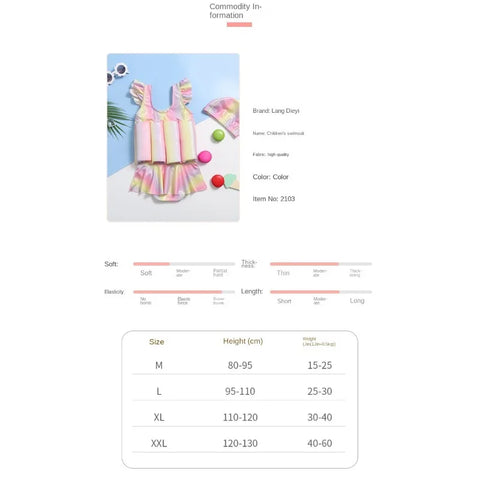 Rainbow Floating Swimsuit for Girls - Quick-Drying