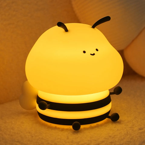 Bee Silicone LED Cartoon Night Light – USB Rechargeable Dimming Sleep Lamp