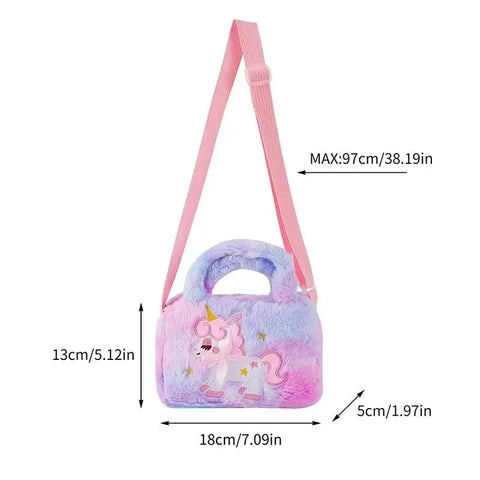 Kids Embroidery Unicorn Plush Crossbody Purse