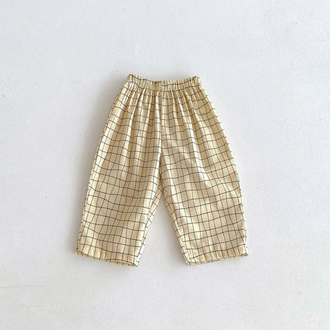 Cartoon Plaid Harem Pants for Kids - Summer Casual Loose Trousers