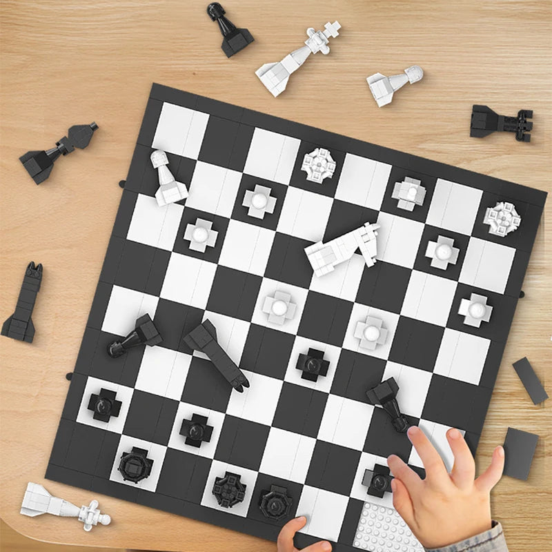 Creative Build Chess Set – Retro Block Chess Game You Assemble! Teeny Pandas