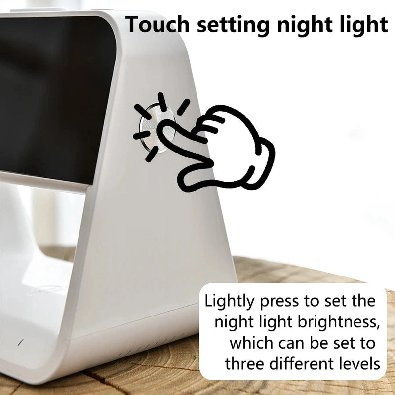 Bedroom Bedside Lamp Clock with Wireless Charging & Snooze Function - product detail view 6