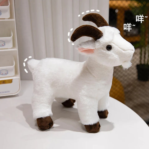 Lifelike Goat Simulation Stuffed Animal - White and Black Goat Plushie