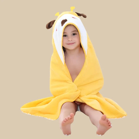 Fox and Giraffe Baby Bath Towel - Soft Cotton Hooded Towel