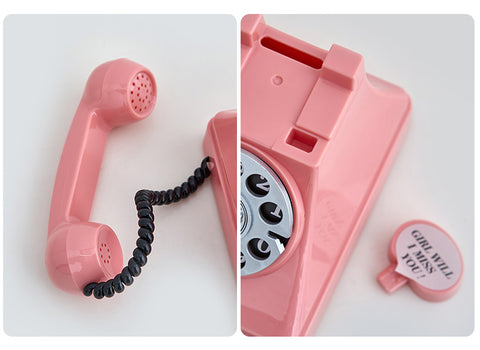 Phone Money Saving Box Sculpture – Retro Telephone Piggy Bank for Bedroom and Office Decor