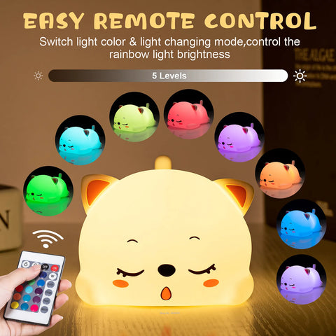 Cat LED Night Light Touch Sensor Remote Control