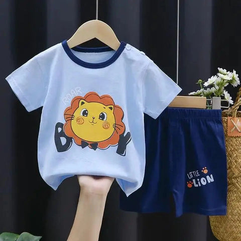 Dinosaur Printed Boys T-shirt + Shorts Casual Suit – Summer Tracksuits for Kids