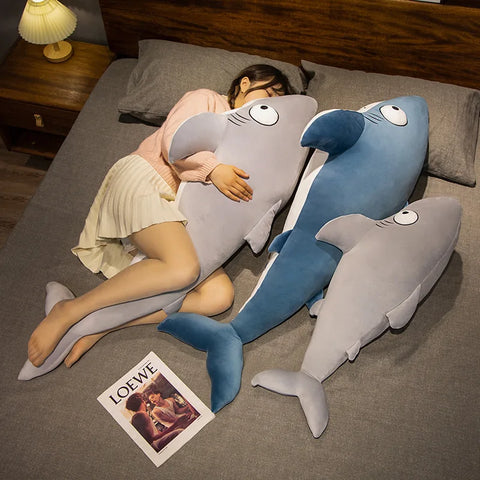 Cartoon Shark Plush Toy – Soft Sleeping Pillow for Office, Home Comfort, and Birthday Gift