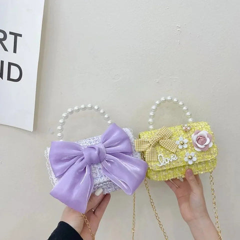 Little Princess Pearl Handheld Crossbody Bag for Girls