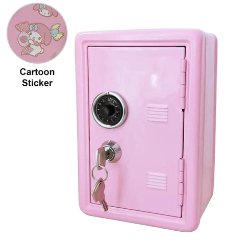 Kawaii Desktop Piggy Bank – Cute Cartoon Money Box with Lock and Stickers