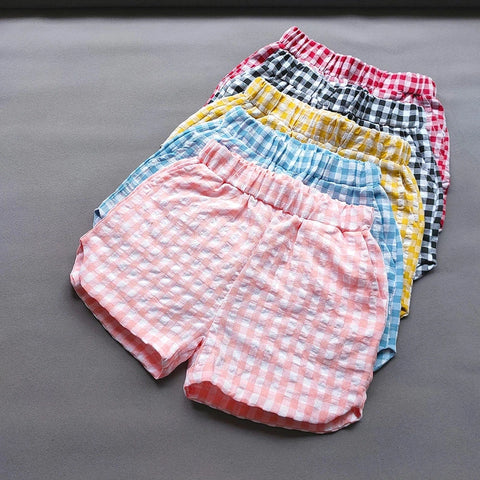 Girls' Plaid Shorts – Trendy Summer Split Shorts for Kids
