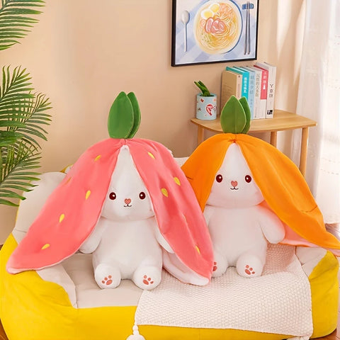 Reversible Carrot and Strawberry Bunny Plushies