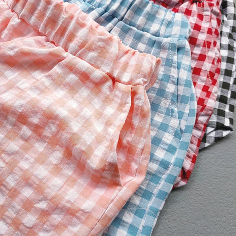 Girls' Plaid Shorts – Trendy Summer Split Shorts for Kids