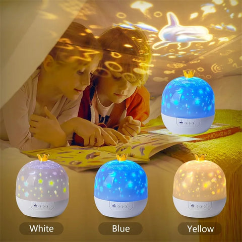 Crown Star Light Music Projection Lamp - Perfect Gift for Kids Room!