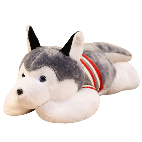 Giant Husky Plush Toy - Soft Stuffed Dog Cushion