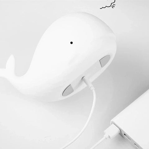 Soft Silicone Cartoon Whale Night Light – USB Rechargeable Kids Bedroom Sleep Lamp