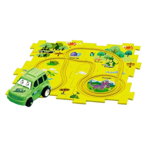 RaceTrack Puzzle Set – Space, Land, Dinosaur, and Ocean Themes Teeny Pandas