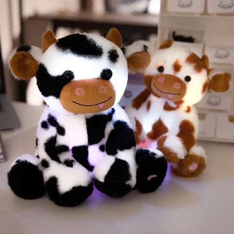 Kawaii Glowing Cow Plush Toy – LED Light-Up Stuffed Animal