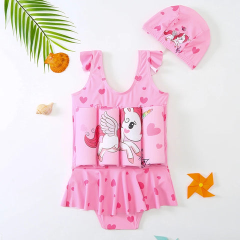 Unicorn Themed Flotation Swimsuit for Girls – Buoyant, Fun & Safe Teeny Pandas