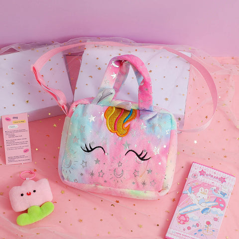 Plush Unicorn Crossbody Bag for Kids