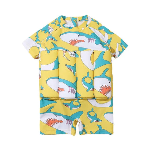 Floating Short Sleeve Shark Print Swimsuit