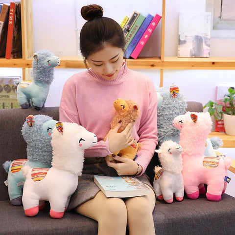 Smiling Alpaca Llama Plush Toy – Cute Stuffed Animal Doll