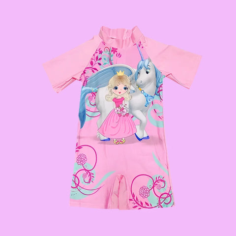 Short Sleeve One-piece Swimsuit for Girls and Boys