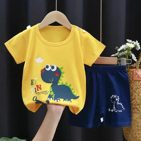Dinosaur Printed Boys T-shirt + Shorts Casual Suit – Summer Tracksuits for Kids