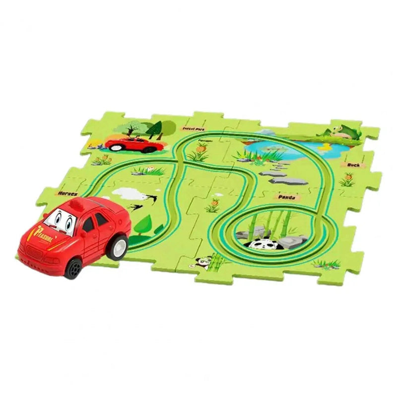 RaceTrack Puzzle Set – Space, Land, Dinosaur, and Ocean Themes Teeny Pandas