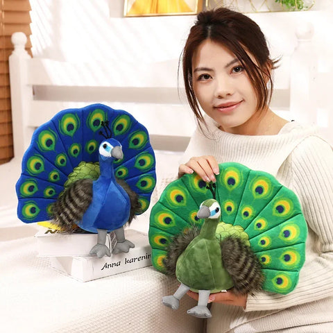 Creative Simulation Peacock Plush Toy – Beautiful Green and Blue Peacock Doll