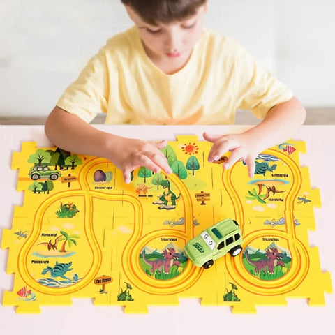 RaceTrack Puzzle Set – Space, Land, Dinosaur, and Ocean Themes Teeny Pandas