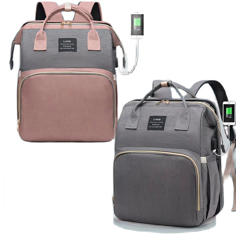 Nappy Bag Backpack with Changing Pad, Mosquito Net & USB Charging Port