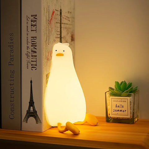 Lying Duck USB Rechargeable Night Light – Soft Silicone Bedside Lamp for Kids