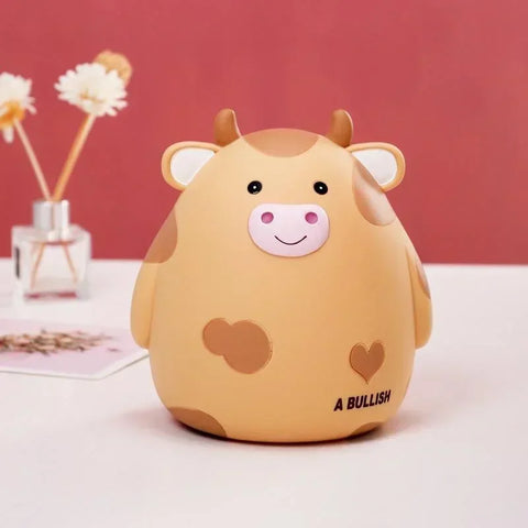 Cute Cartoon Calf Resin Piggy Bank – Children's Coin Bank & Home Decor Ornament