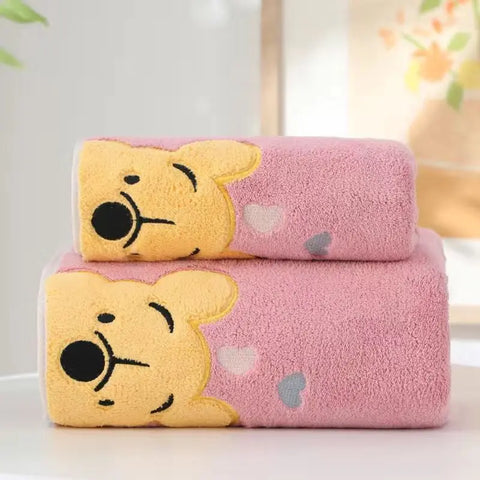Winnie Embroidered Coral Velvet Bath Towel