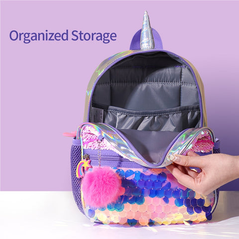 Reversible Sequin Unicorn and Dinosaur Backpack