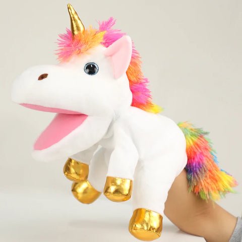 Unicorn Hand Puppet Plush Toy – Moveable Mouth Pony Doll