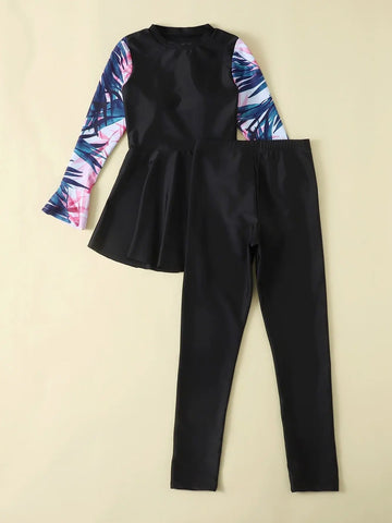 Modest Long Sleeve Swimwear with Skirt and Pants